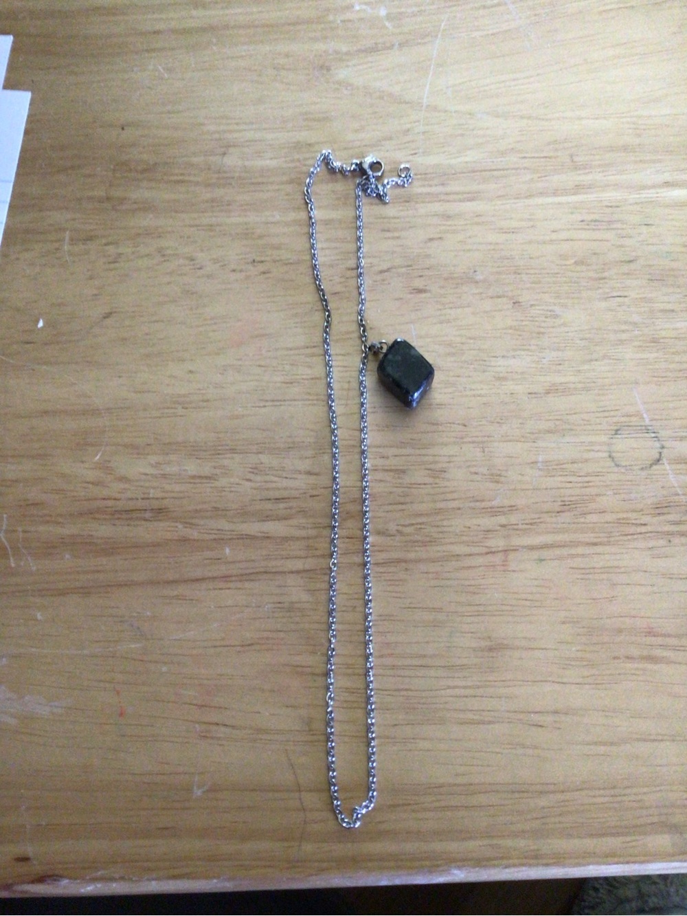 Source Unknown Silver-Tone Chain with Black Geometric Pendant
